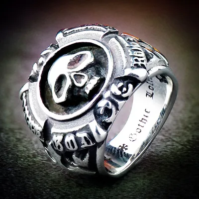 Men Fashion Halloween Carved Cross Skull Ring Metal Gothic S-5XL
