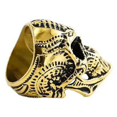 Men Fashion Halloween Carved Cross Skull Ring Metal Gothic S-5XL