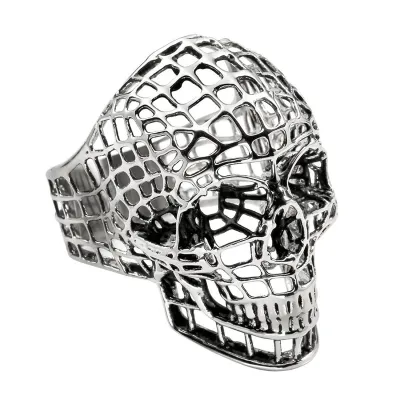 Men Fashion Halloween Carved Cross Skull Ring Metal Gothic S-5XL