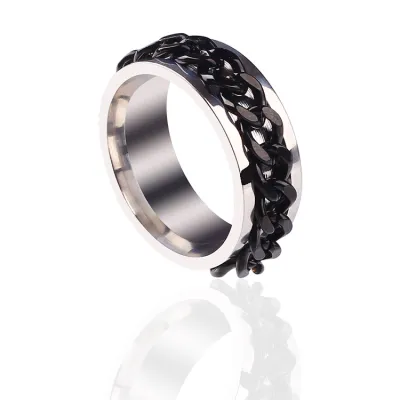 Men Cool Rotating Stainless Steel Turnable Bottle Opener Chain Ring