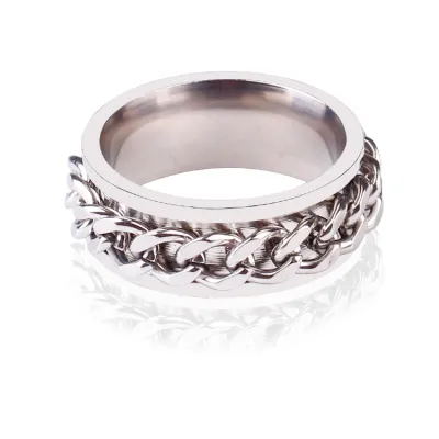 Men Cool Rotating Stainless Steel Turnable Bottle Opener Chain Ring