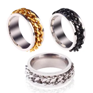 Men Cool Rotating Stainless Steel Turnable Bottle Opener Chain Ring