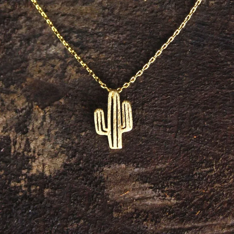Women's Personality Cactus Shaped Design Alloy Pendant Necklace