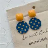 Blue And Yellow Dot Stud Earrings