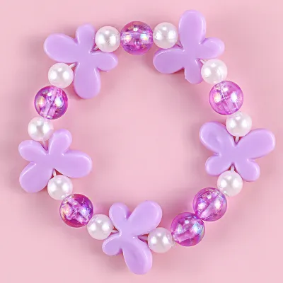 Kids Flower Butterfly Acrylic Princess Series Pink Bracelet Jewelry