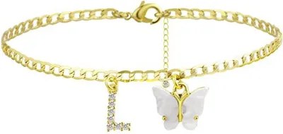 Women's Fashion Simple Alphabet Letter Butterfly Summer Anklet