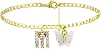 Women's Fashion Simple Alphabet Letter Butterfly Summer Anklet