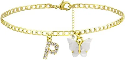 Women's Fashion Simple Alphabet Letter Butterfly Summer Anklet