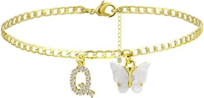 Women's Fashion Simple Alphabet Letter Butterfly Summer Anklet