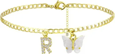 Women's Fashion Simple Alphabet Letter Butterfly Summer Anklet