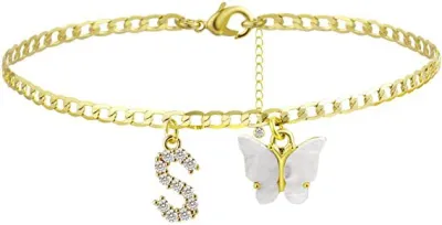 Women's Fashion Simple Alphabet Letter Butterfly Summer Anklet