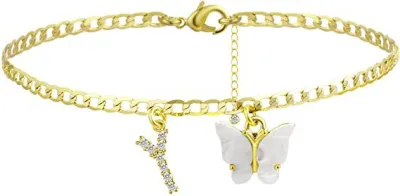 Women's Fashion Simple Alphabet Letter Butterfly Summer Anklet