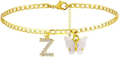 Women's Fashion Simple Alphabet Letter Butterfly Summer Anklet