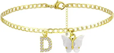 Women's Fashion Simple Alphabet Letter Butterfly Summer Anklet