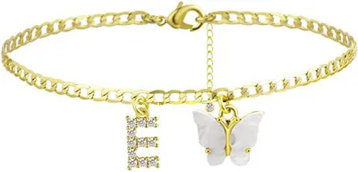 Women's Fashion Simple Alphabet Letter Butterfly Summer Anklet