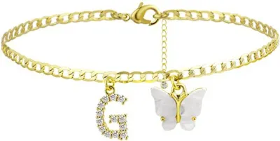 Women's Fashion Simple Alphabet Letter Butterfly Summer Anklet
