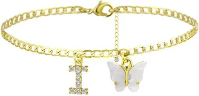 Women's Fashion Simple Alphabet Letter Butterfly Summer Anklet