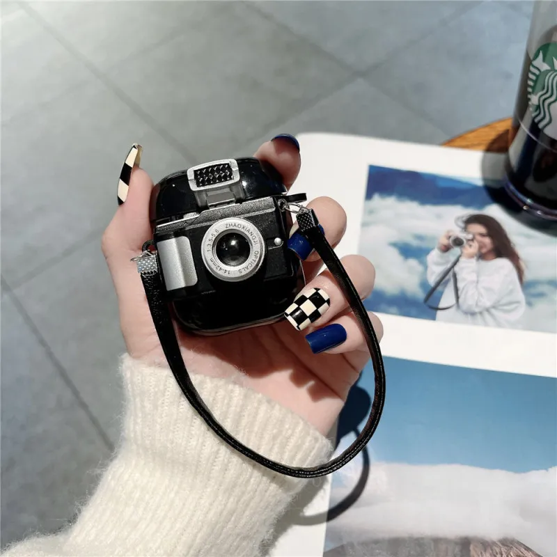 Retro Camera Airpods Pro TPU Headphone Case Back Cover Simple