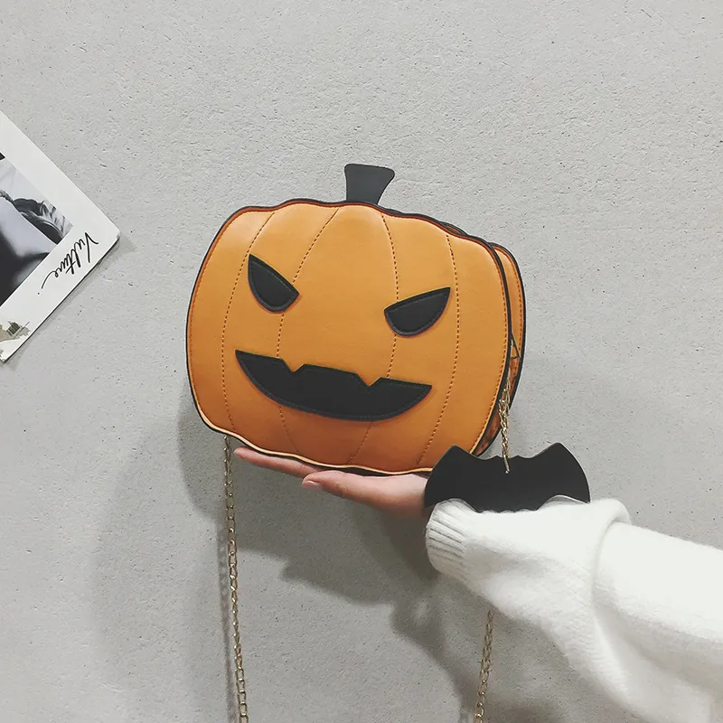 Women Creative Funny Pumpkin Shape PU Crossbody Bag with Zipper