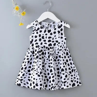 Kids Girls Cute All Over Floral Print Princess Round Neck Sleeveless Basic Dress