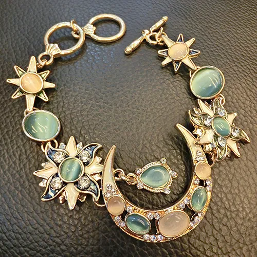 Women's Bohemian Star Sun Opal Moon Chain Bracelet