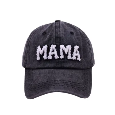 Women's Fashion Mama Patch Embroidered Mother's Day Solid Color Cotton Cap