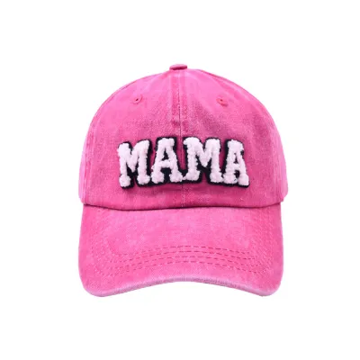 Women's Fashion Mama Patch Embroidered Mother's Day Solid Color Cotton Cap