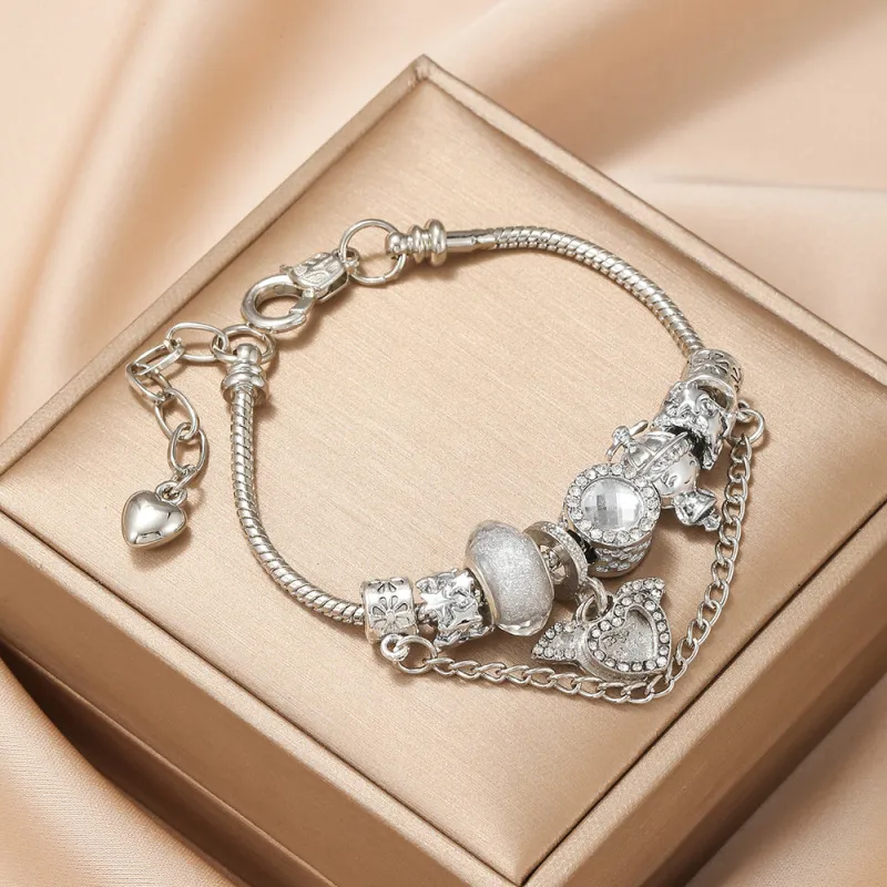 Women's Fashion White Fairy Cupid Heart Pendant Couple Bracelet