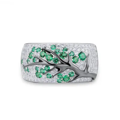 Women Fashion Creative Color Separation Branch Inlaid Diamond Ring