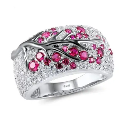Women Fashion Creative Color Separation Branch Inlaid Diamond Ring
