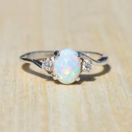 Women Fashion Simple Gold Plated Gemstone Wave Ring