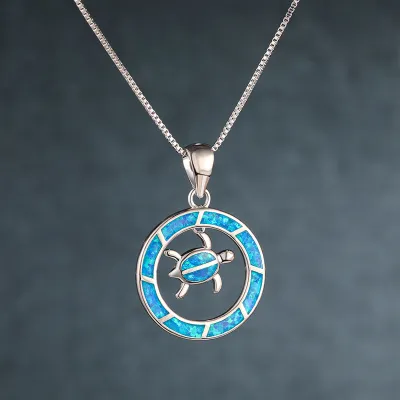 Women's Cute Turtle Shaped Pendant Necklace Alloy Box Chain