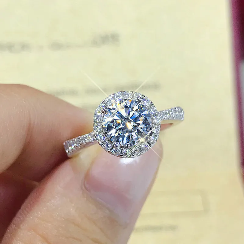 Women Fashion Geometric Moissanite Zircon Open Mouth Ring