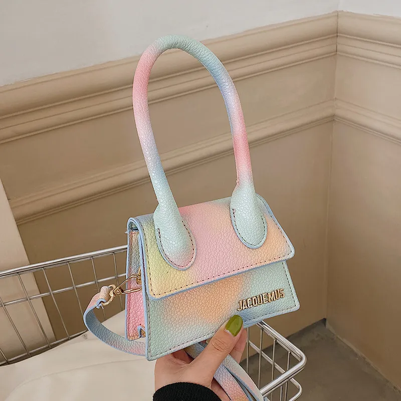 Women Fashion Mini Tie Dye Flap PU Handle Crossbody Bag