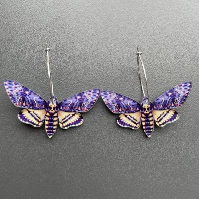Women Fashion Insect Acrylic Green Multicolor Skull Moon Butterfly Moth Earrings