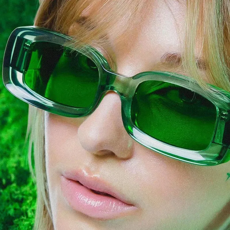 Women's Retro Small Frame Square Sunglasses Candy Color Wide Leg