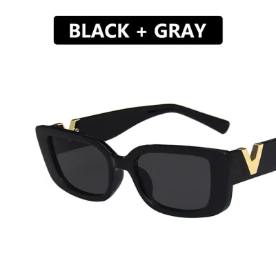 Women Vintage Exquisite Square Small Frame V-Shaped Sunglasses