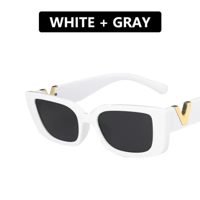Women Vintage Exquisite Square Small Frame V-Shaped Sunglasses