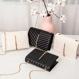 Women Fashion Tassel Decorative Pleated Flap PU Crossbody Bag