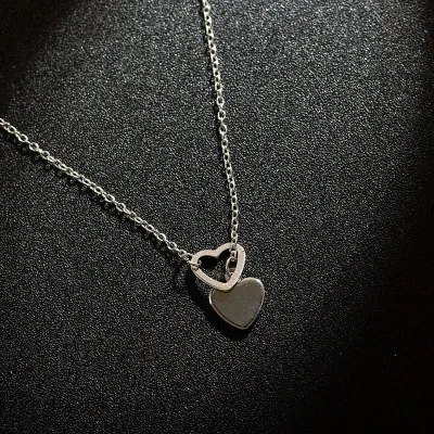 Women Fashion Personality Peach Heart Pendant Y-Shaped Alloy Necklace