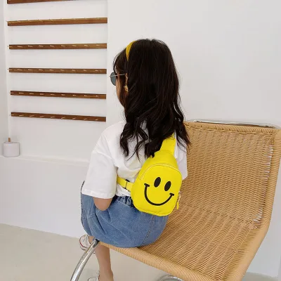 Kids Cartoon Print Smiley Crossbody PU Leather Bag