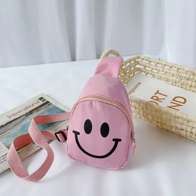 Kids Cartoon Print Smiley Crossbody PU Leather Bag
