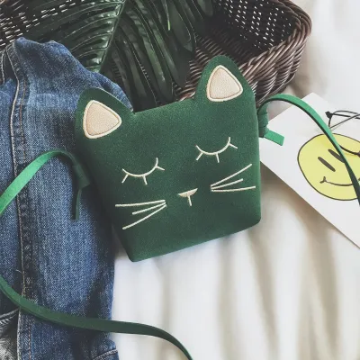 Kids Girl Fashion Cute Cat Crossbody Bag PU Mini