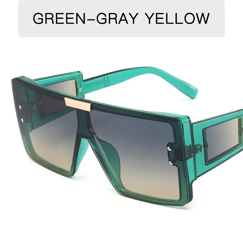 Women Fashion Widened Temples Square Frame Sunglasses with AC Lens PC Frame