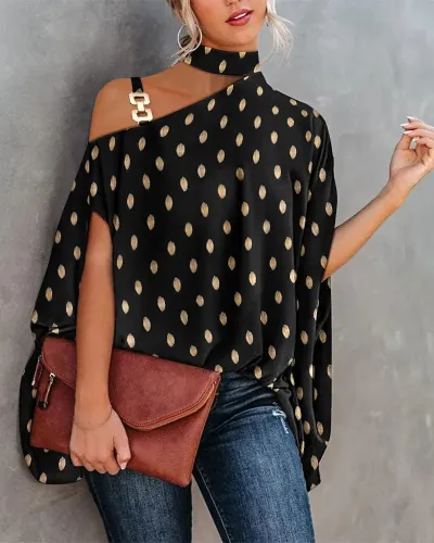 Women Vintage Halter Neck Short Sleeve Blouse
