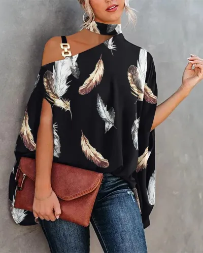 Women Vintage Halter Neck Short Sleeve Blouse