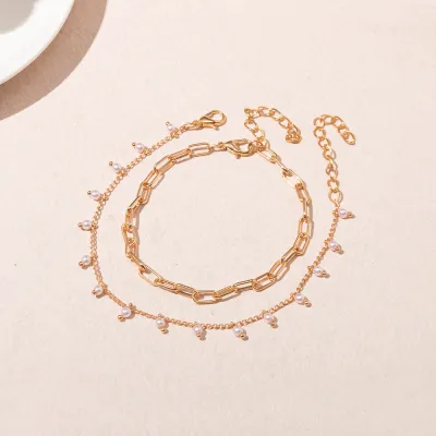 Women Fashion Simple Multilayer Handmade Chain Pentagram Anklet