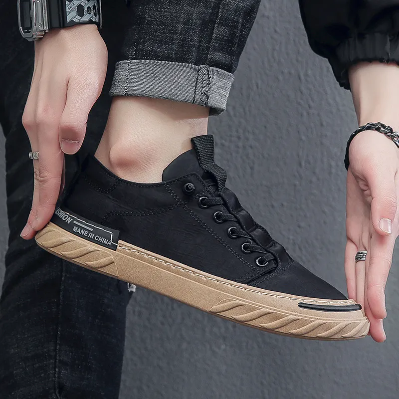 Men Fashion Casual Colorblock Low Top Slip On Round Toe Canvas Sneakers