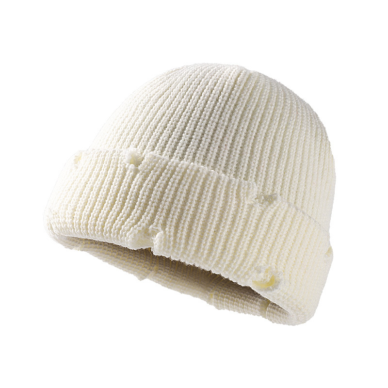 Wholesale Unisex Fashion Cropped Frayed Brim Dome Knit