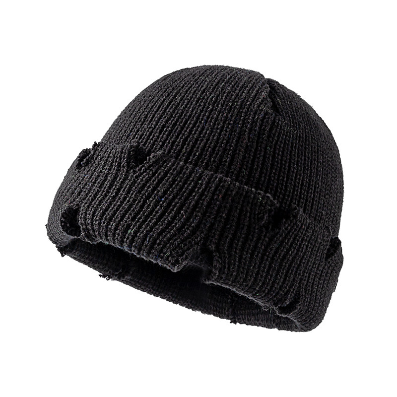 Wholesale Unisex Fashion Cropped Frayed Brim Dome Knit